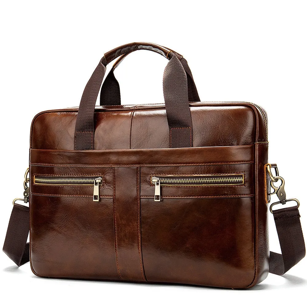 West Louis™ High Quality Luxury Business Leather Briefcase