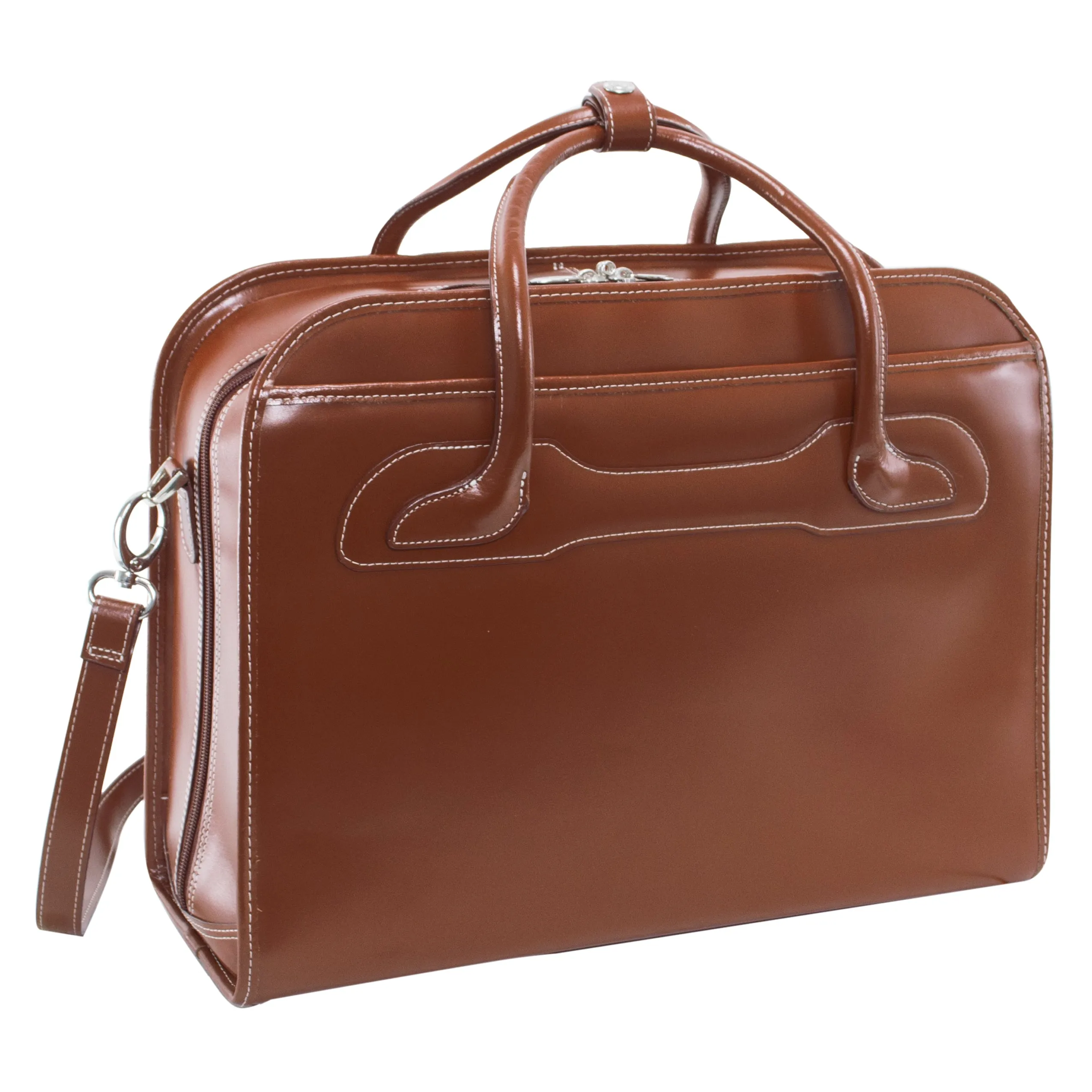 WILLOWBROOK | 17” Leather Detachable-Wheeled Laptop Case