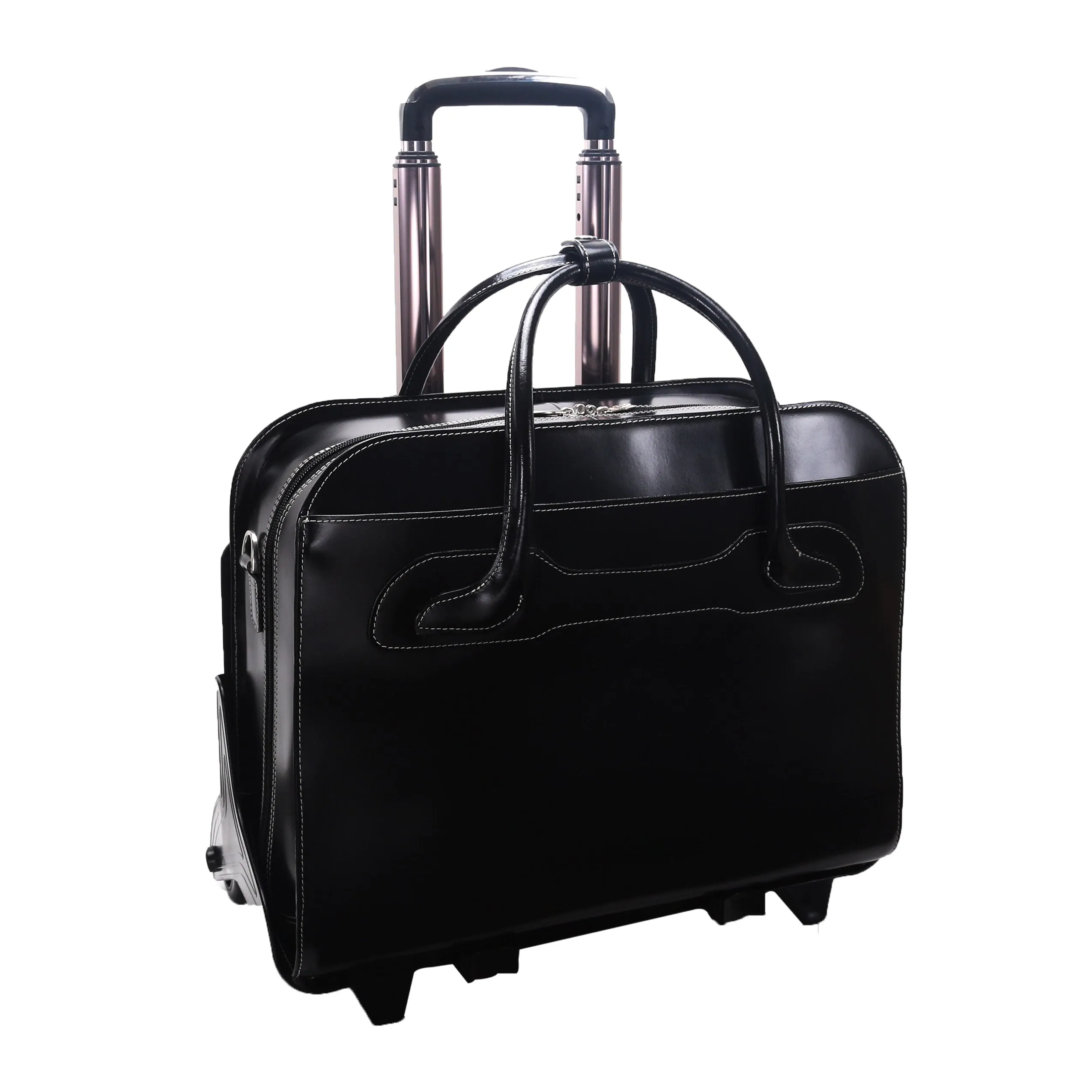 WILLOWBROOK | 17” Leather Detachable-Wheeled Laptop Case