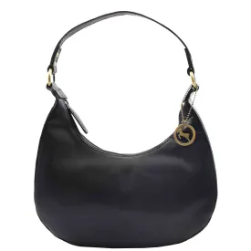 Womens Classic Leather Shoulder Hobo Bag Bruges Black