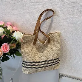 Women's Hand Woven Straw Weave Tote Bag