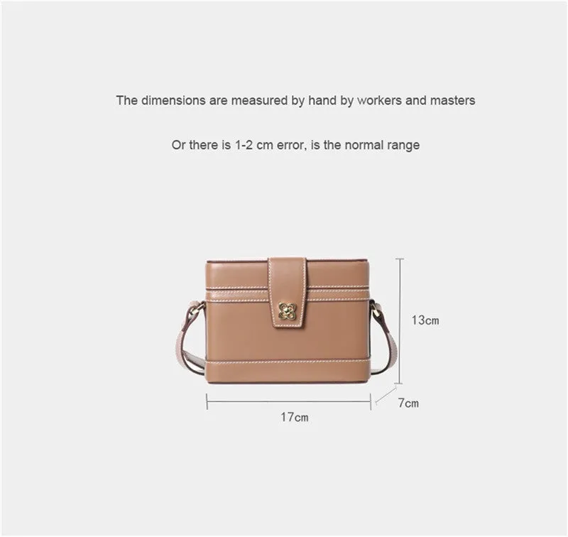 Womens Leather Box Top Handle Bag