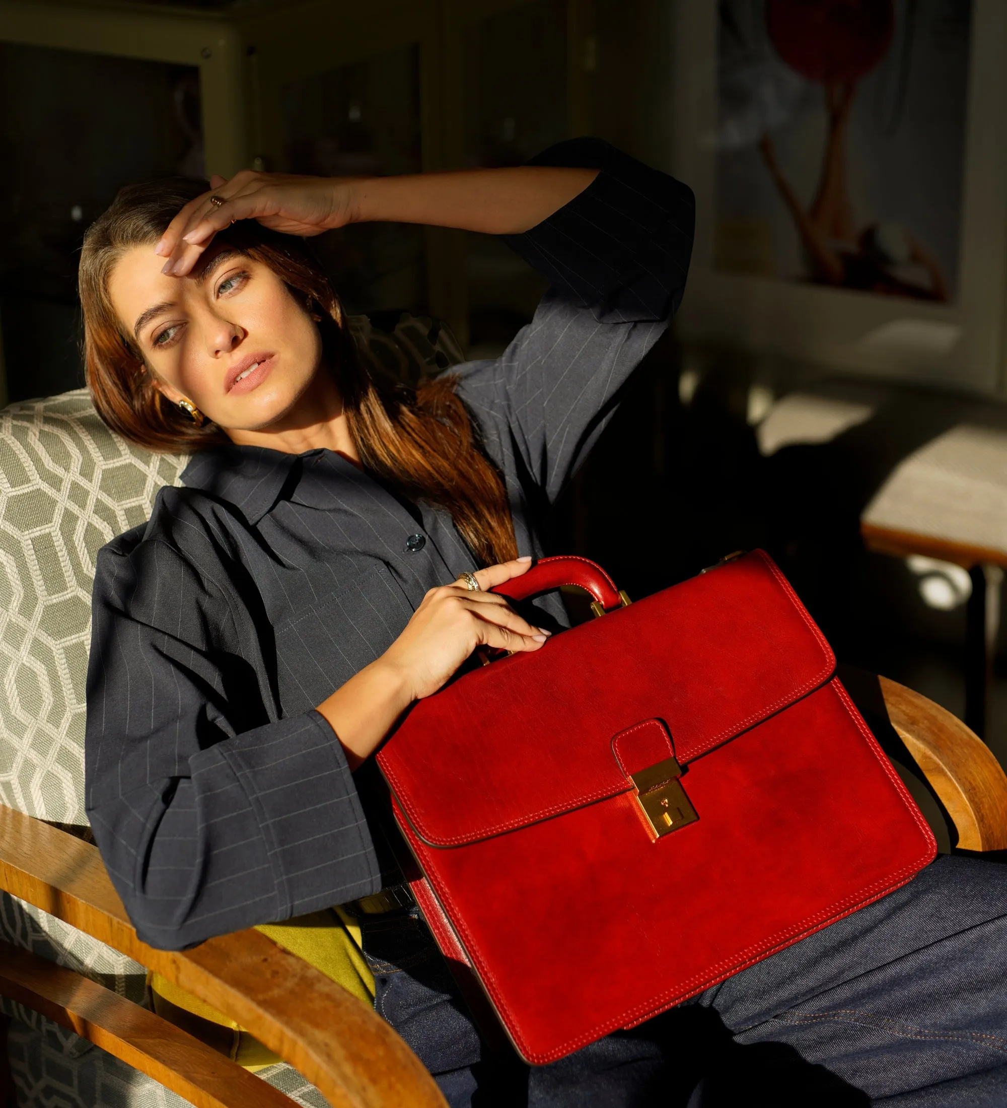 Womens Leather Briefcase - The Sound of the Mountain